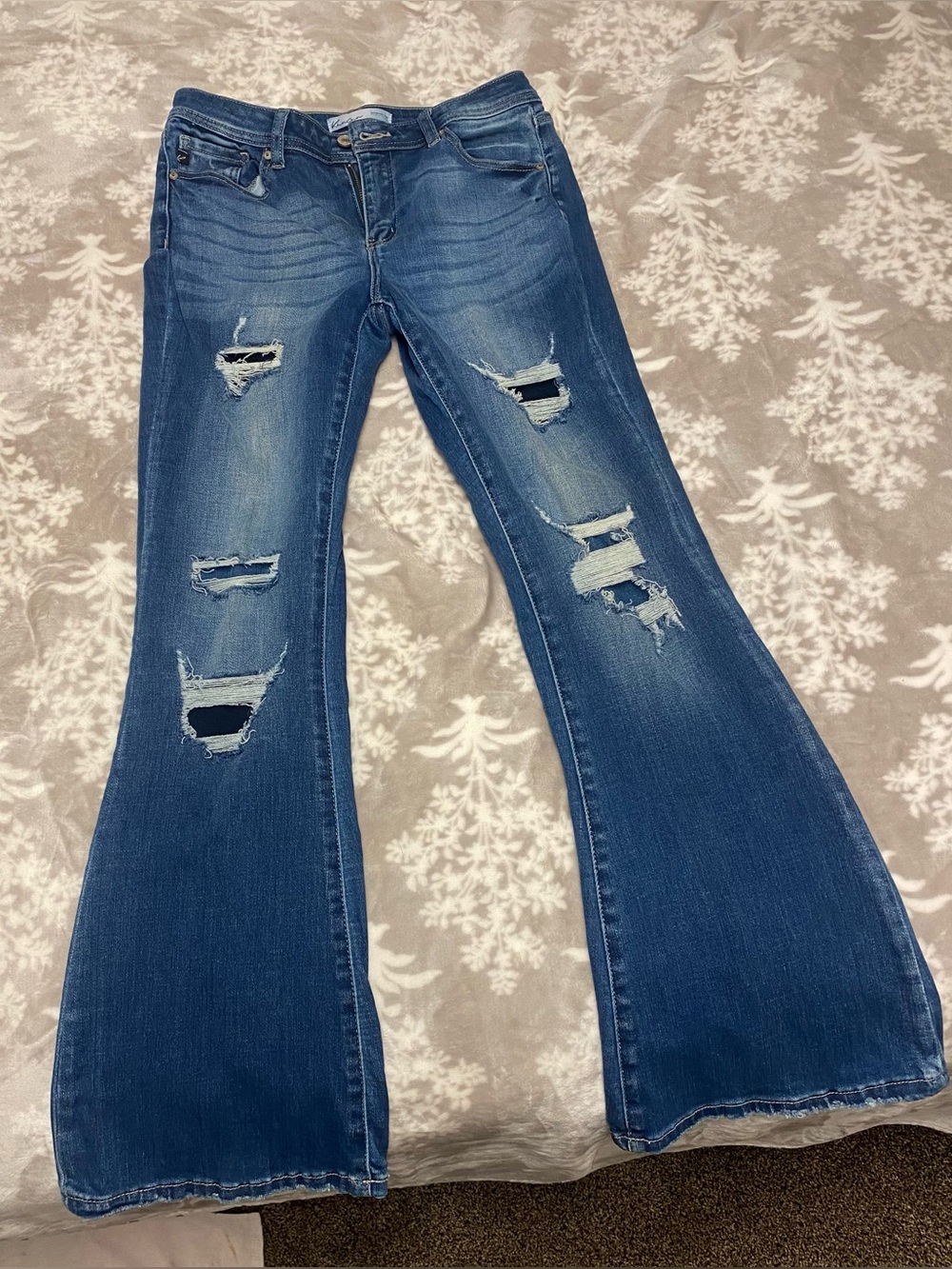 KanCan Mid Rise Ripped Flare Jeans